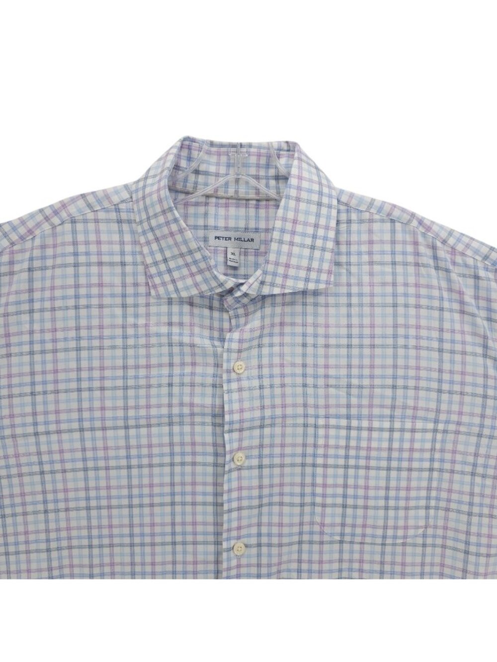 PETER MILLAR Long Sleeve Shirt Cotton Stretch Performance Multi Check Size XL